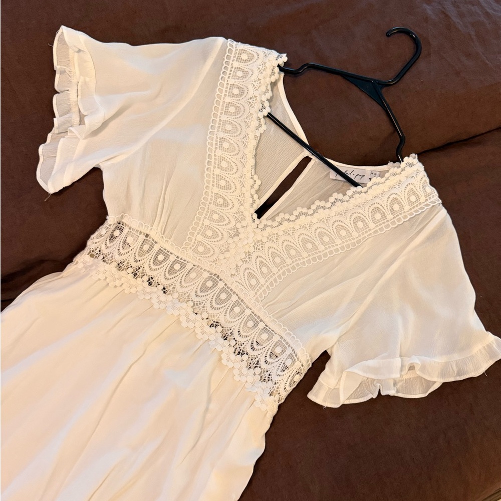 Petal & Pup White Lace Detail Dress